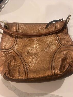 Y2K Women’s Metallic Brown real Leather Shoulder Bag Kenneth Cole